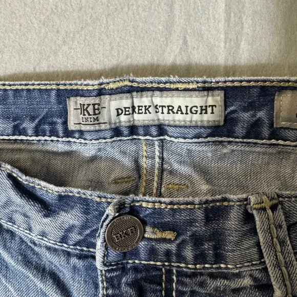 BKE Derek Straight Leg Jeans Light Wash Blue Denim 100% Cotton 34L - Picture 2 of 9